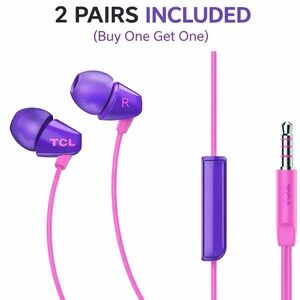 You get (2 PAIRS) of Wired In-Ear Headphones – Sunrise Purple Brand-New